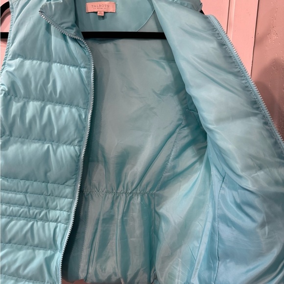 Talbots Womens Petite Aqua Puffer Down Vest Size MP - Picture 7 of 10